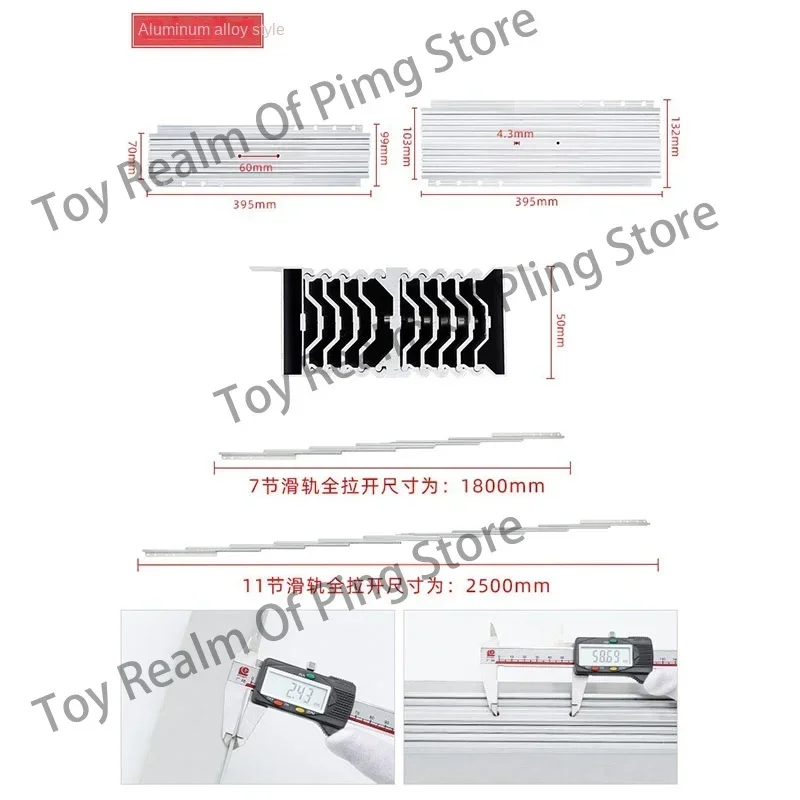 1.8/2.5M Invisible Dining Table Telescopic Guide Rail Aluminum Alloy Multi-Function Folding Extended Push-Pull Rail