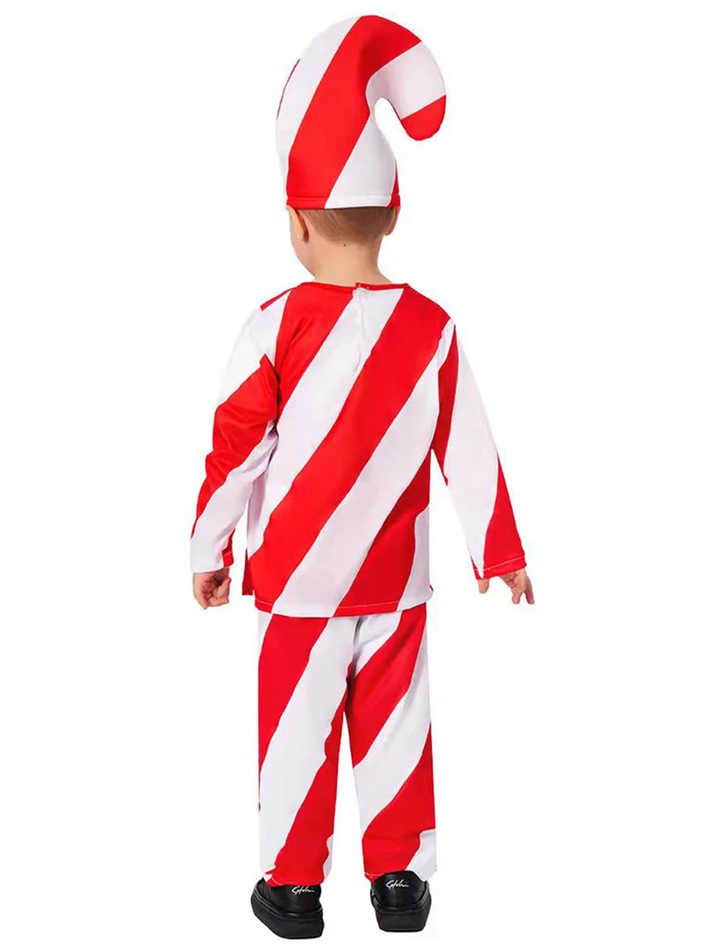 Adult Kids Christmas Cosplay Candy Cane Costume Xmas Carnival Party Stage Performance Role-playing Santa Claus Fancy Dress Up