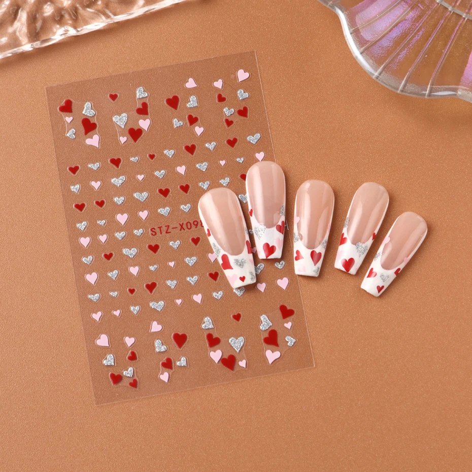 2 قطعة ثلاثية الأبعاد الحلو الحب القلب مسمار الفن ملصقات الدوبامين قلب صغير ذاتية اللصق الشارات للأظافر عيد الحب سعيد لتقوم بها بنفسك مانيكير #6