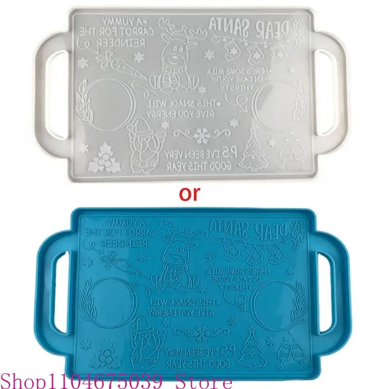 

5asd Christmas Tray Epoxy Resin Mold Xmas Fruit Snack Serving Plate Silicone Mould