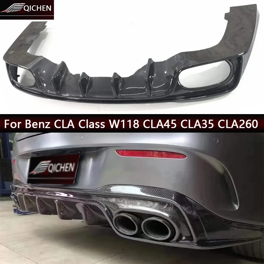 لمرسيدس بنز CLA الفئة W118 CLA45 CLA35 CLA260 ألياف الكربون عودة الشفاه مانع صدمات خلفي للسيارة الناشر الخائن المفسد طقم الجسم #1