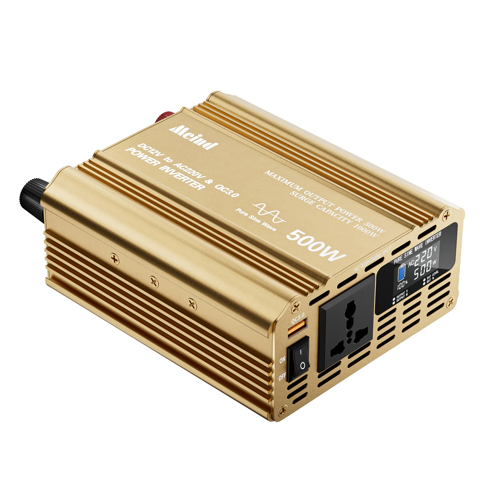 

Meind 500W Pure Sine Wave Power Inverter DC 12V Input and AC 220V Output QC3.0 USB Port with LCD Display