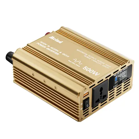 Meind 500W Pure Sine Wave Power Inverter DC 12V Input and AC 220V Output QC3.0 USB Port with LCD Display