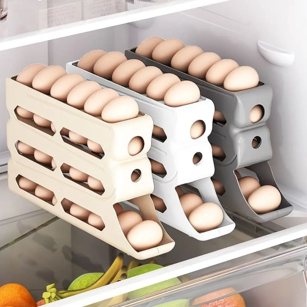 

Large Capacity Automatic Egg Roller Household Slide Organizer Egg Organiser Kitchen Dedicated Space Saving