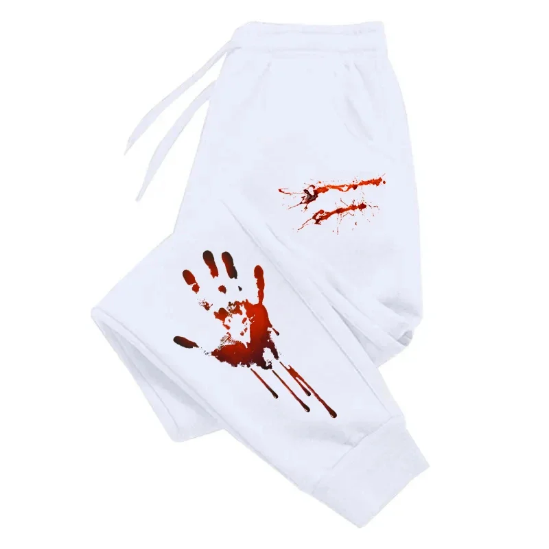 

Funny Bloody Handprint Trousers 2025 New Design Men's Sweatpants All Season Casual Sports Joggers Male Halloween Trick Pants