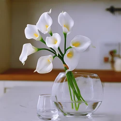5/10Pcs White Artificial Flower Calla Lily Bouquet PU Real Touch Fake Flower For Wedding Decoration Home Decor Garden Flowers
