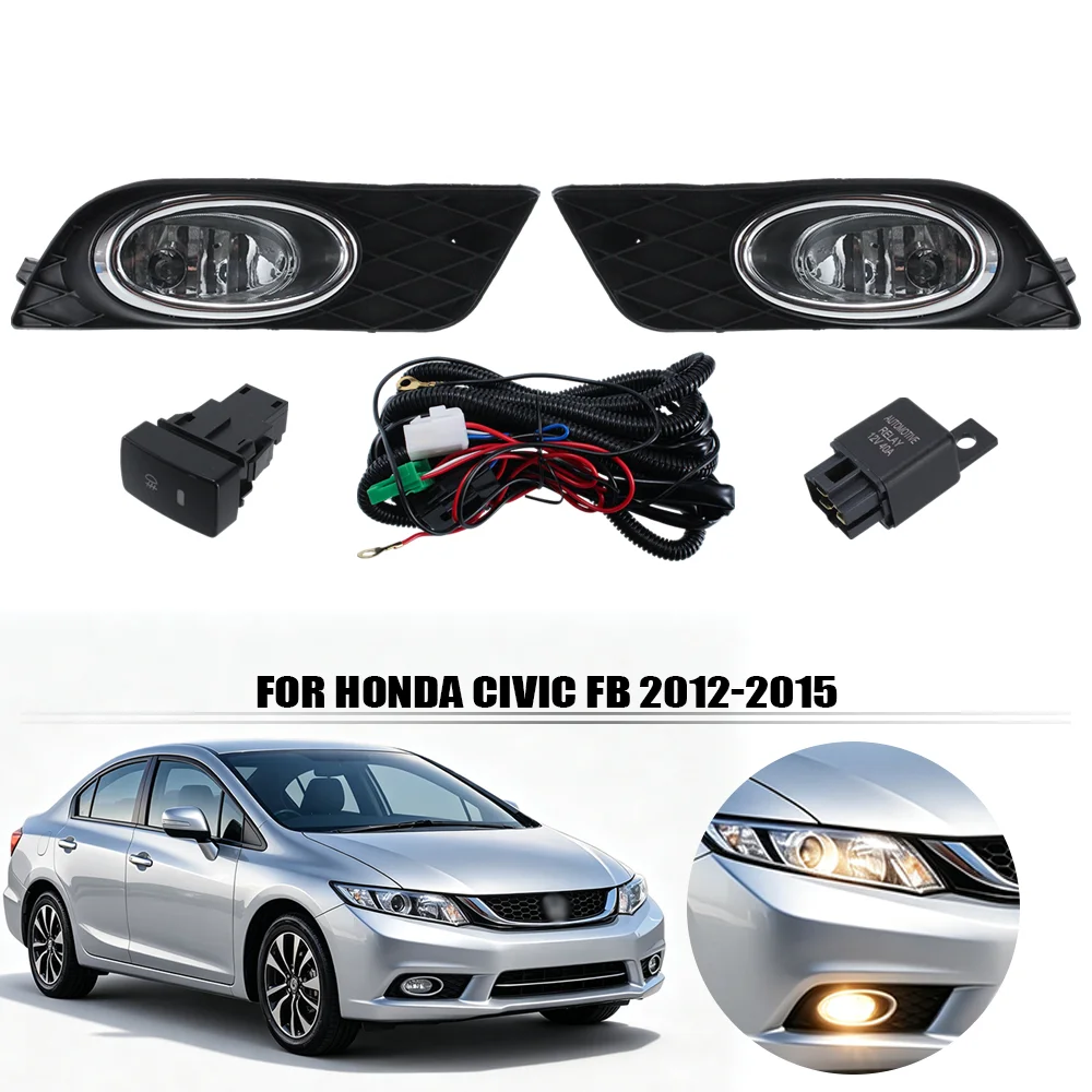 ホンダ-シビック-fb-2012‑2015用-フロントバンパーフォグライトランプキット-ledフォグドライビングランプ-フルセット-左右セット