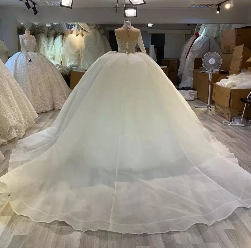 2025 inchado vestido de baile árabe vestidos de casamento um ombro cristal frisado diamante vestido de noiva vestidos de novia personalizado