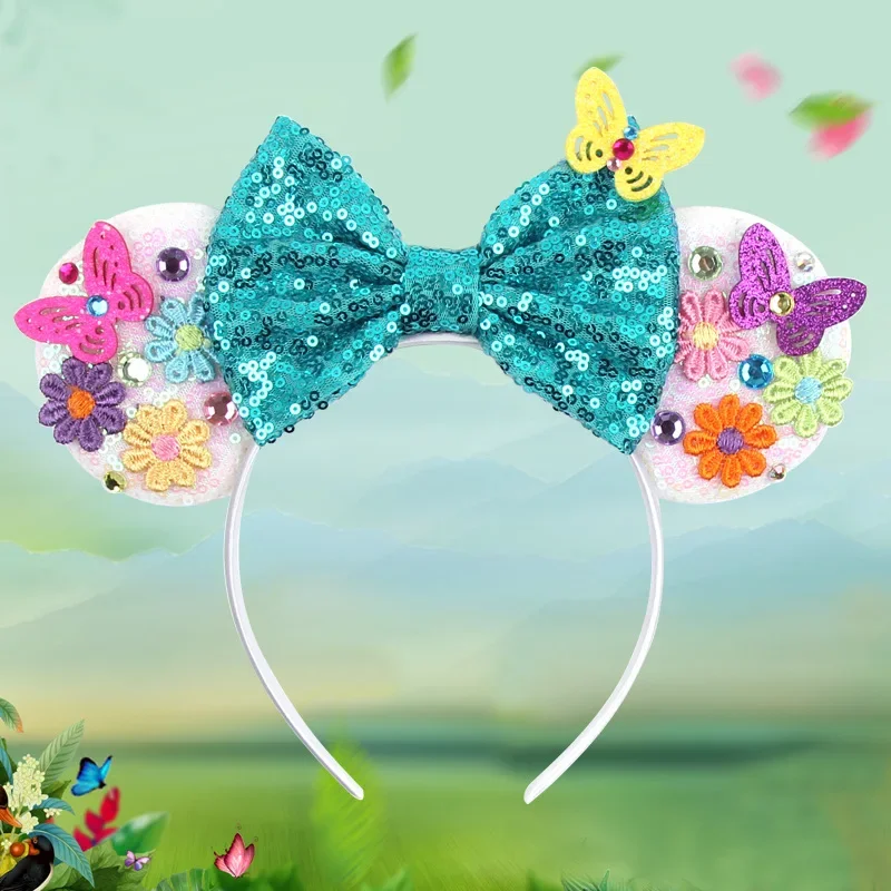 Kids Girls Butterfly Green Mickey Mouse Costume Hair Headband for Cosplay New Chic Mickey Mouse Ears Headband Big Beautiful Bow  main image 2