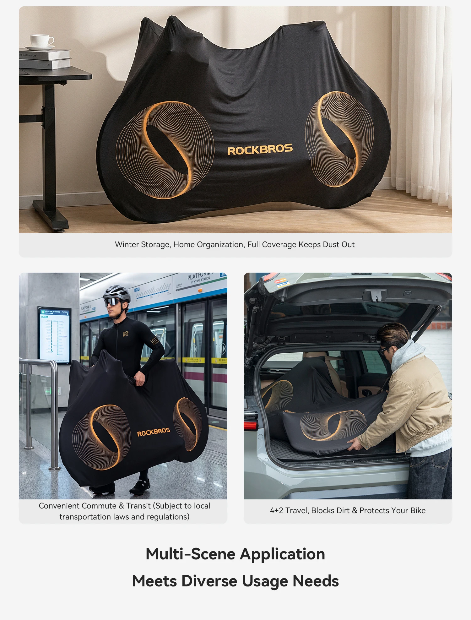 ROCKBROS Fahrrad-Schutzausrüstung Vollständige Abdeckung 24-29 Zoll MTB Bike / 700C Rennrad Staubdichte Schutztasche Vollständiger Schutz – Detail 6