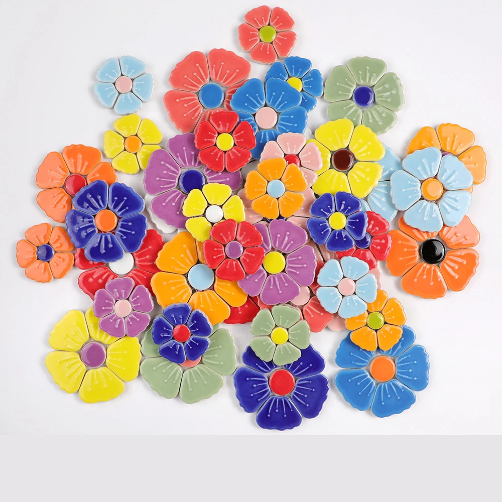 

Керамическая мозаика с цветочным узором, плитка в форме лепестков сакуры для поделок, для садовых дорожек, цветочных горшков, фоторамок