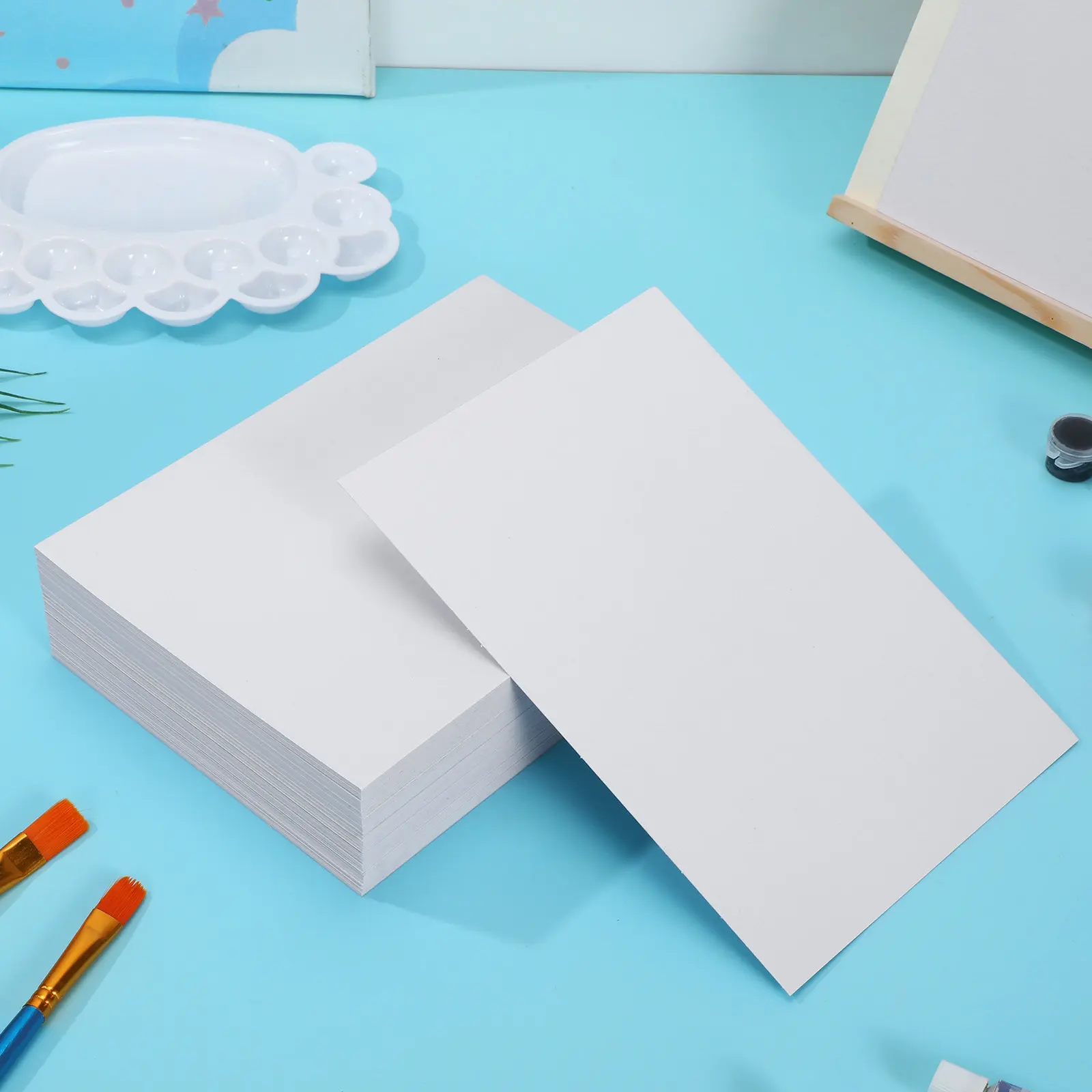 150pcs A5 White Cardboard Paper DIY Crafts Drawing Watercolor Painting Card Stocks Paperboard Making Supplies