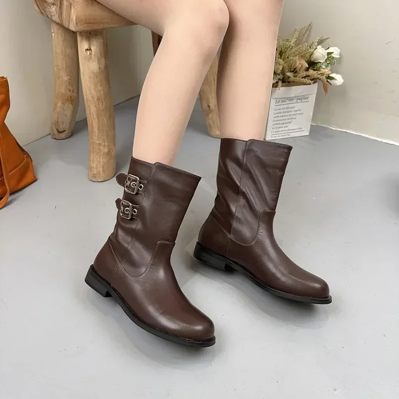 

Krasovki 3cm Natural Genuine Leather Women Boots Knee High Boots Platform Wedge Spring High Top Autumn Slip on Fashion Shoes