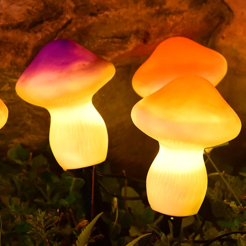 Newness Solar Lights, Set of 3 Solar Mushroom Lights, Outdoor Waterproof Solar Powered Mushroom Lights, Garden Stake Lights