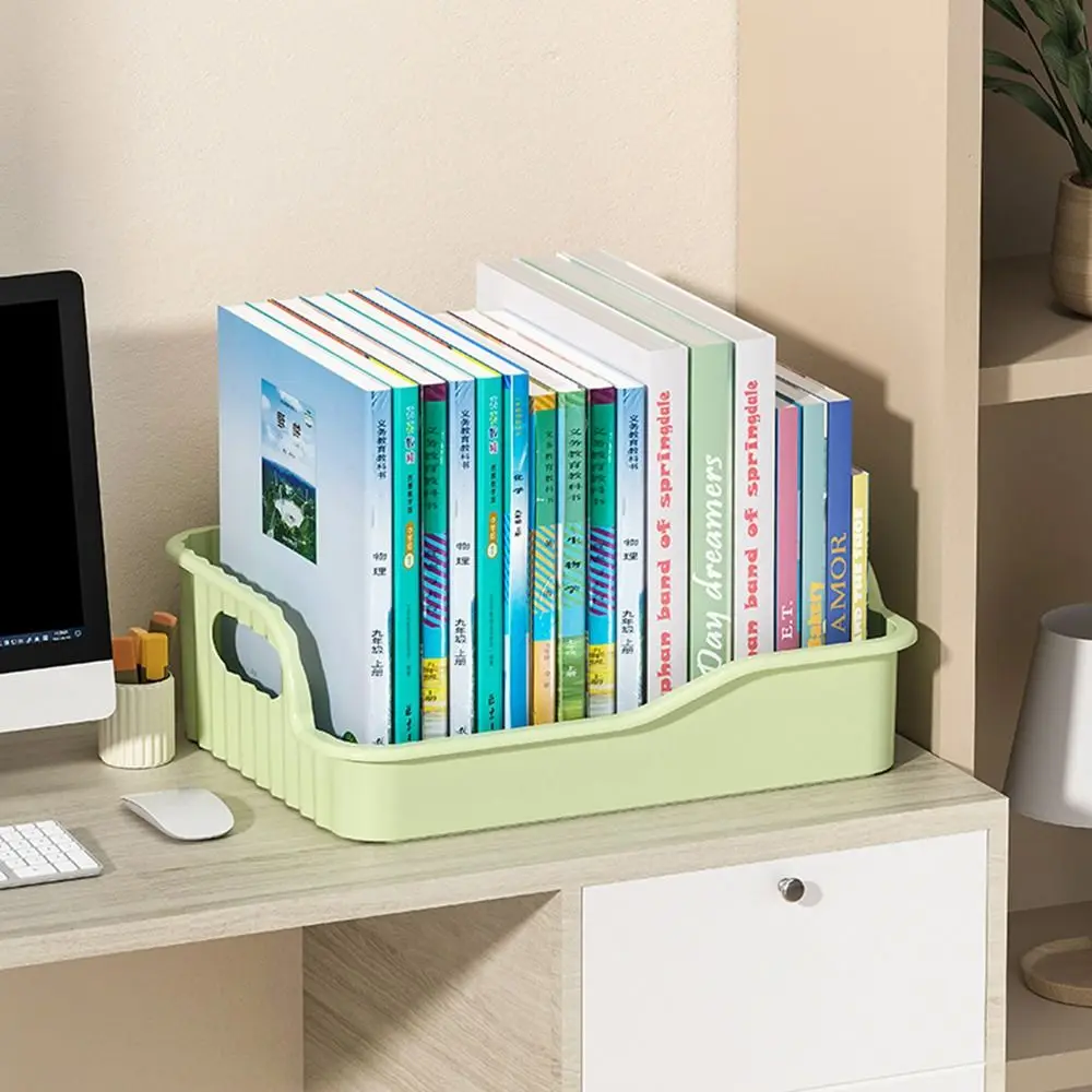 Plastic Movable Book Storage Box with Pulley Thickened Desktop Organizer Detachable Large Capacity Toy Storage Box Office