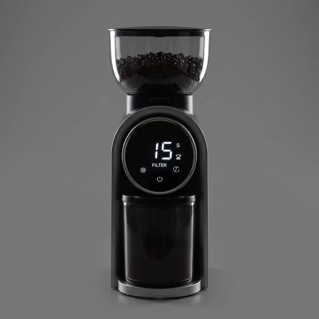 Professional OEM Electric Stainless Steel Matte White Coffee Grinder with Precise Digital Timer and for Burr Core