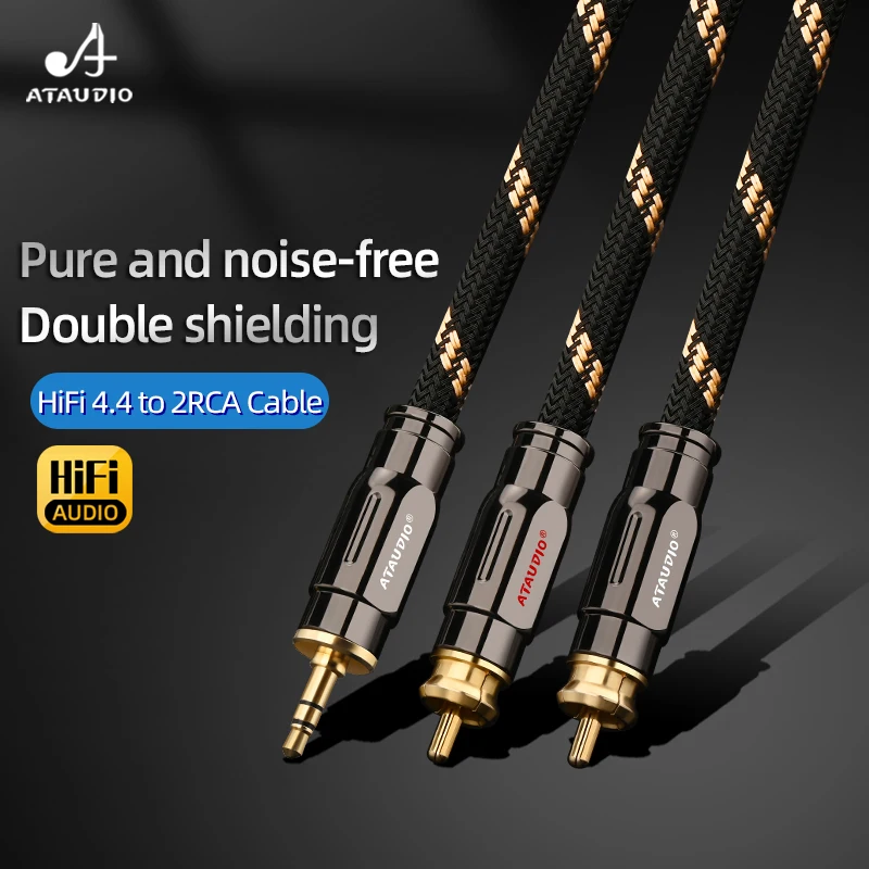 Kabel audio HiFi 4.4mm na 2RCA, podwójnie ekranowany, z czystej miedzi, rozdzielacz Y, kabel audio 4.4 na RCA do wzmacniacza, DVD, komputera — zdjęcie produktu 6