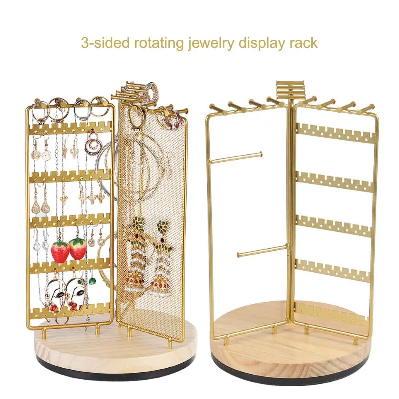 

Metal Rotating Ear Stud Jewelry Storage Earring Display Stand Organizer Earrings Holder Bracelet Necklace Storage Rack