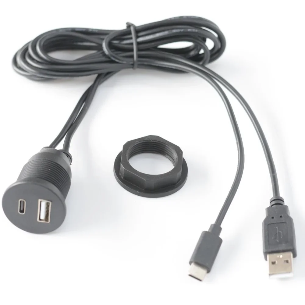 150CM Car USB Adapter Socket Data Transfer Capable Flexible Installation Dual Output Interface Tidy Cable Management