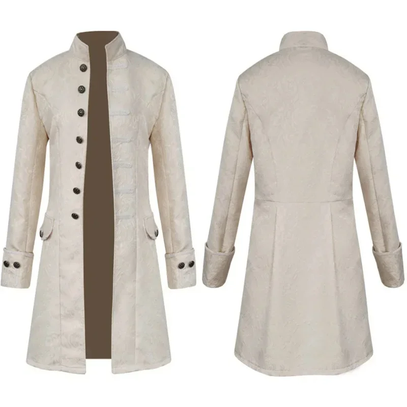 2025 New Adult Men Steampunk Trench Coat / Shirt Vintage Prince Overcoat Medieval Renaissance Jacket Victorian Edwardian C RQR56