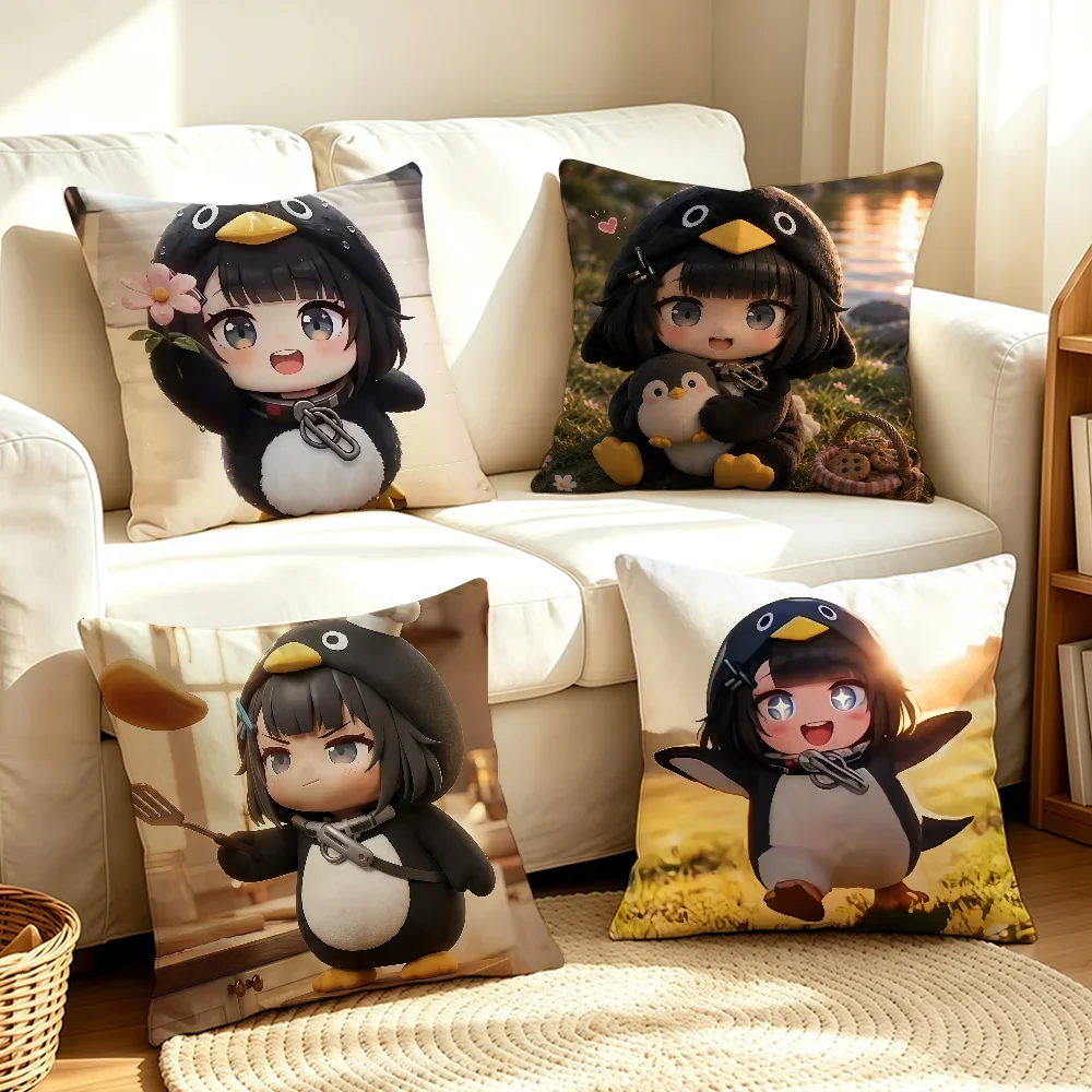 Gugugaga Penguin Game Cute cushion cover Soft Smooth Hidden Zipper Washable Decorative Couch Office Housewarming Gift