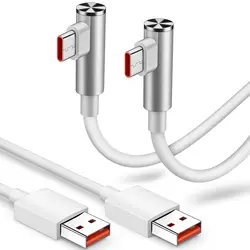 2 Pack 6A 67W 120W 90 Degree Elbow Type C Fast Charging Cable for Xiaomi 11 12 13T 14 Redmi Note 11T 12T 13 Pro POCO F4 F5 X4 X5