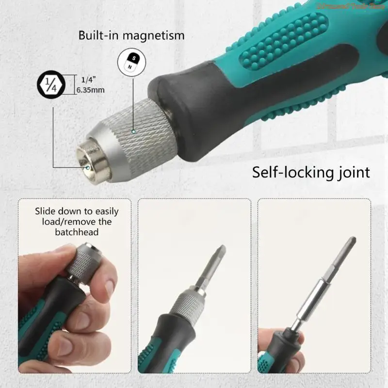 

3Piece 1/4Inch Screwdriver Bit Holder Handle Set Offering Quick Changes and Direct Insertion Functionality W91B