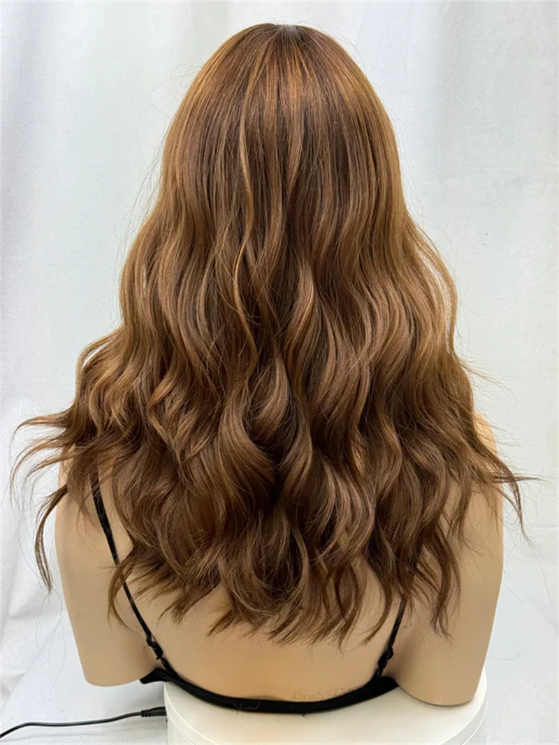 

Body Wave Wig Synthetic HD Lace Front Wig Ombre Honey Brown Blonde Highlights Lace Wigs Heat Safe Futura Cosplay Daily Party Wig