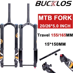 20/26*5.0 Air Suspension Fork for 5.0 Tire Mountain Bike Fork 15*150mm Thru Axle 165mm Travel DH AM XC DH Bicycle Inverted Fork