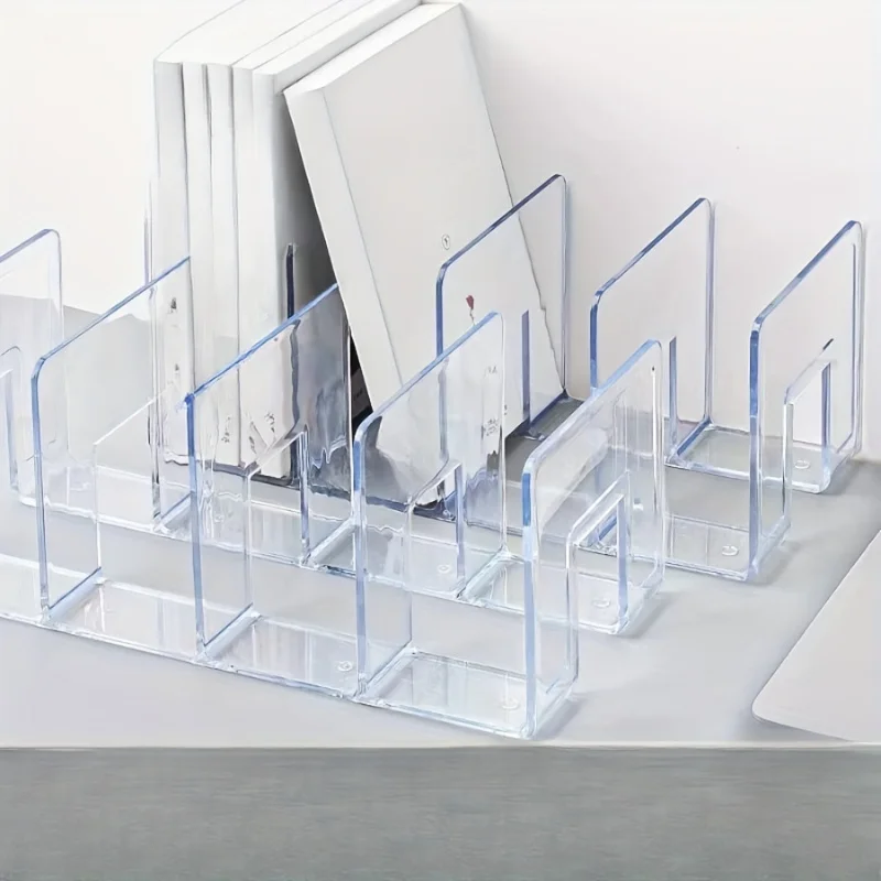 

Versatile Acrylic Book Stand with Clip - Transparent Desktop Organizer for Books, Files & More - Waterproof Storage Solution