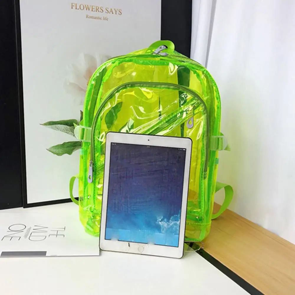 Candy Color Transparent Backpack PVC Large Capacity Students School Bag Storage Bag Teenagers Bag Clear Shoulder Bag Outdoor