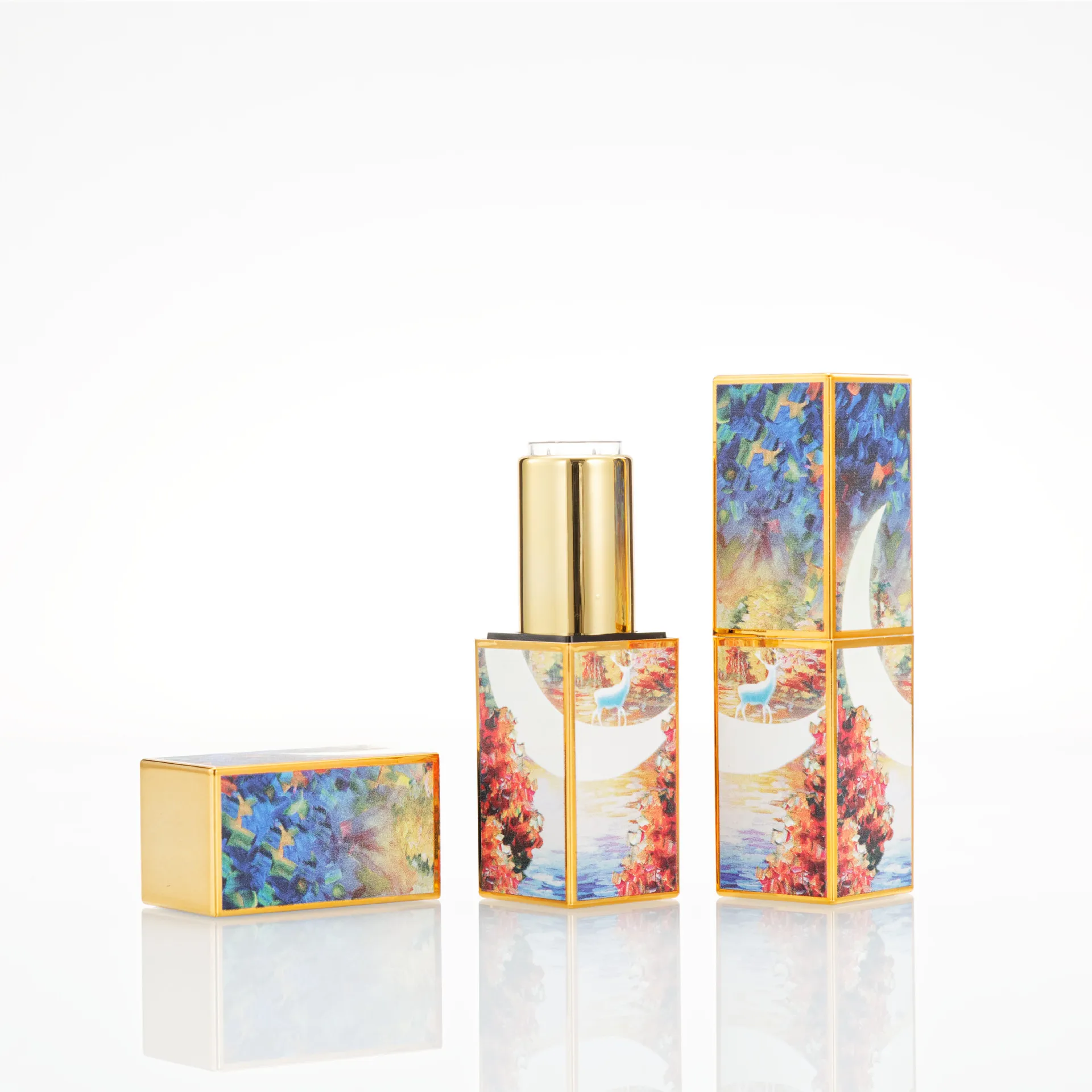 4g Lipstick Tube Cosmetic Jar Multi-patterned Square Shape Empty DIY Lip Balm Lipstick Tube Sinicism Makeup Container Portable