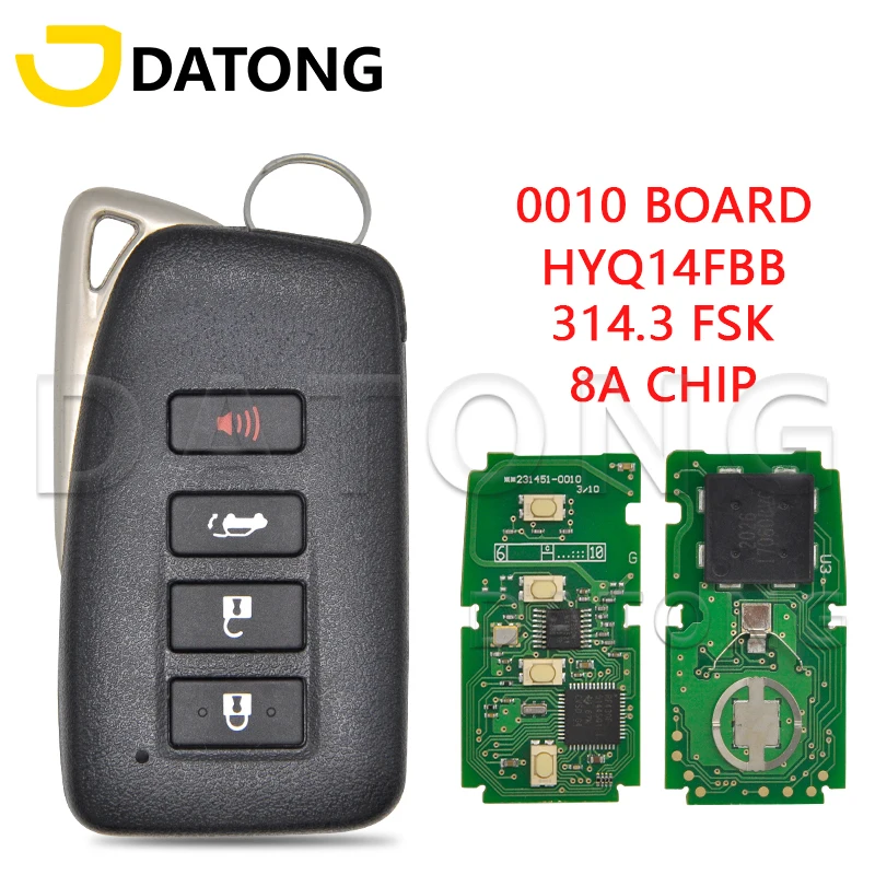 

Datong World Car Remote Control Key For Lexus RX350 RX450GH 2016 2017 2018 314.3FSK 8A Chip 0010Board Replacement Promixity Card