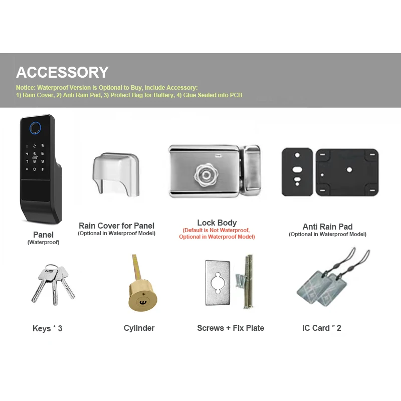 Imagem -06 - Tuya-waterproof Double Side Fingerprint Lock Cartão de Senha Digital Keyless Electronic Door Lock Casa e Hotel Wi-fi