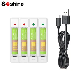 Soshine AAA 1100mWh Lithium Rechargeable Battery 1.5V 1100mWh Batteries and Li-ion AA AAA Smart Rechargeable Batteries Charger