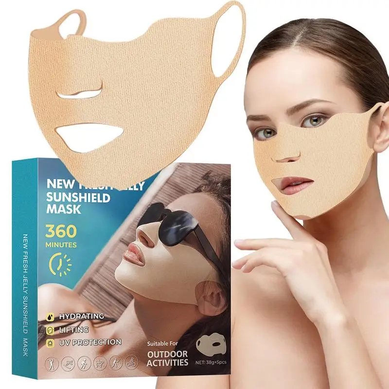 5pcs/box Sunscreen Face Patches Golf Sunscreen Anti-Sweat Moisturizing Sun Protection Stickers UV Protection Hanging Mask