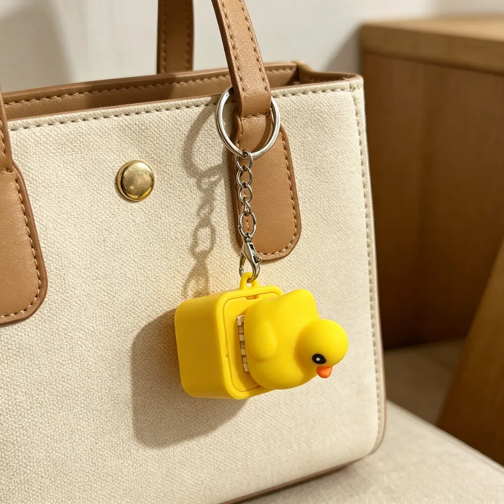 Small Yellow Duck and Frog Keychain, Duck Frog Clicker with LED Light, Adult Stress Relieving and Anxiety Sensing Toy view 5