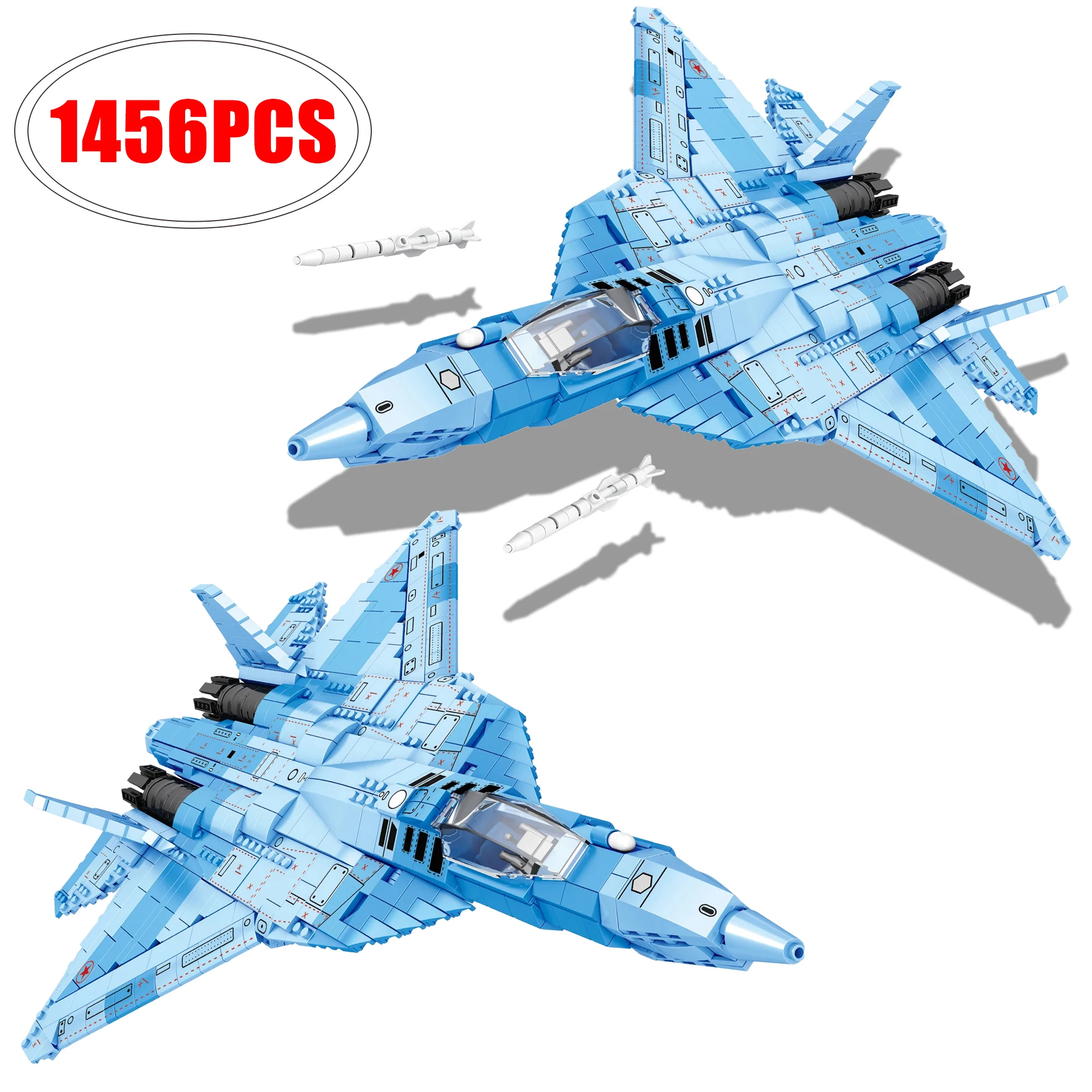 

1456 шт. SU-57 Stealth Fighter, строительные блоки, русские ВВС, модель самолета, кирпичи, игрушки, настольный дисплей, игрушки для мальчиков, подарки для детей