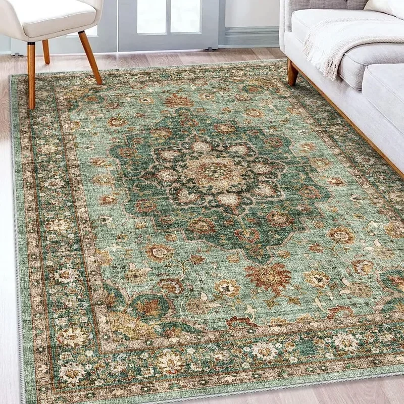 Rug Rugs for Living Room Soft Carpet for Bedroom Waterproof Floral Distressed Indoor Stain Resistant