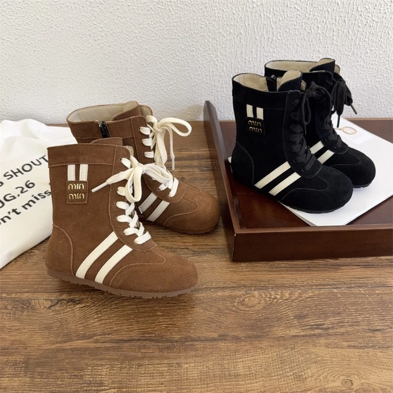 2025 Autumn Winter New Comfortable Flat Bootie Fashion Women Ankle Boots Non-slip Riding Boots Outdoor Sports Casual Shoes