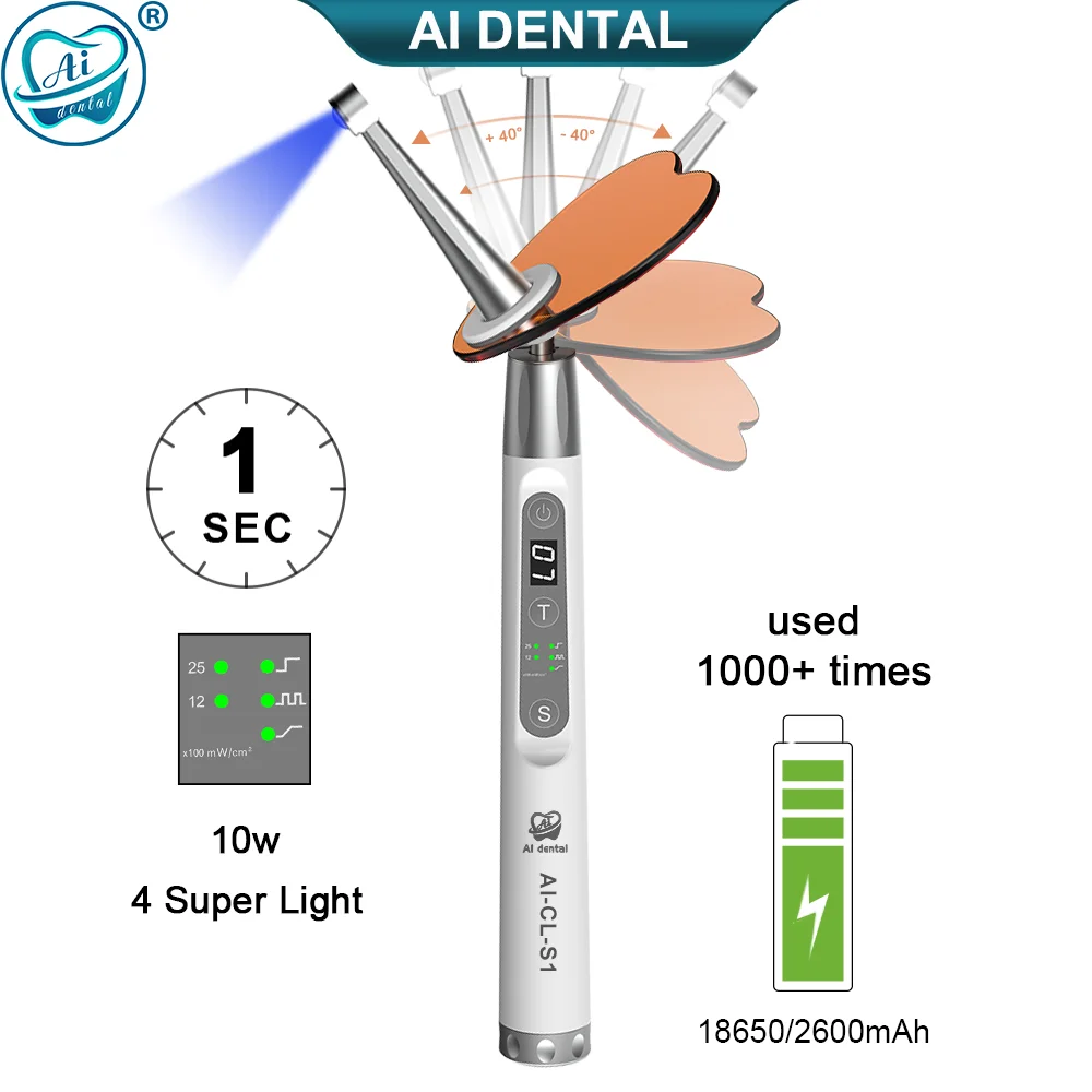 Dental Cure Lamp AI-CL-S1 80 Degree Wireless blue swing head Adjustable 1 second curing LED Light Lamp curing instruments