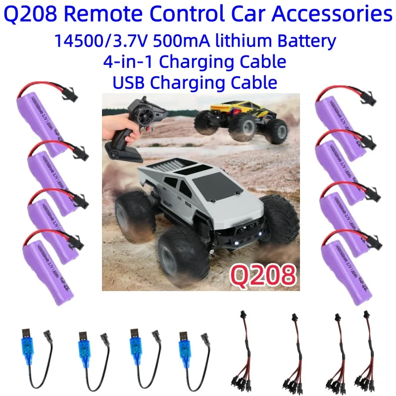 1:24 Q208 RC Auto Ersatzteile Batterie 14500/3,7 V 500 mA Lithium Batterie USB Ladekabel und 4-in-1 Ladekabel Zubehör