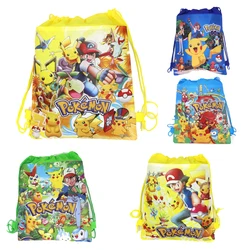 New Pikachu Children nonwoven Fabric Travel Bag Cartoon Storage Clothes Shoe Bag Cotton Drawstring Bag Portable Backpack