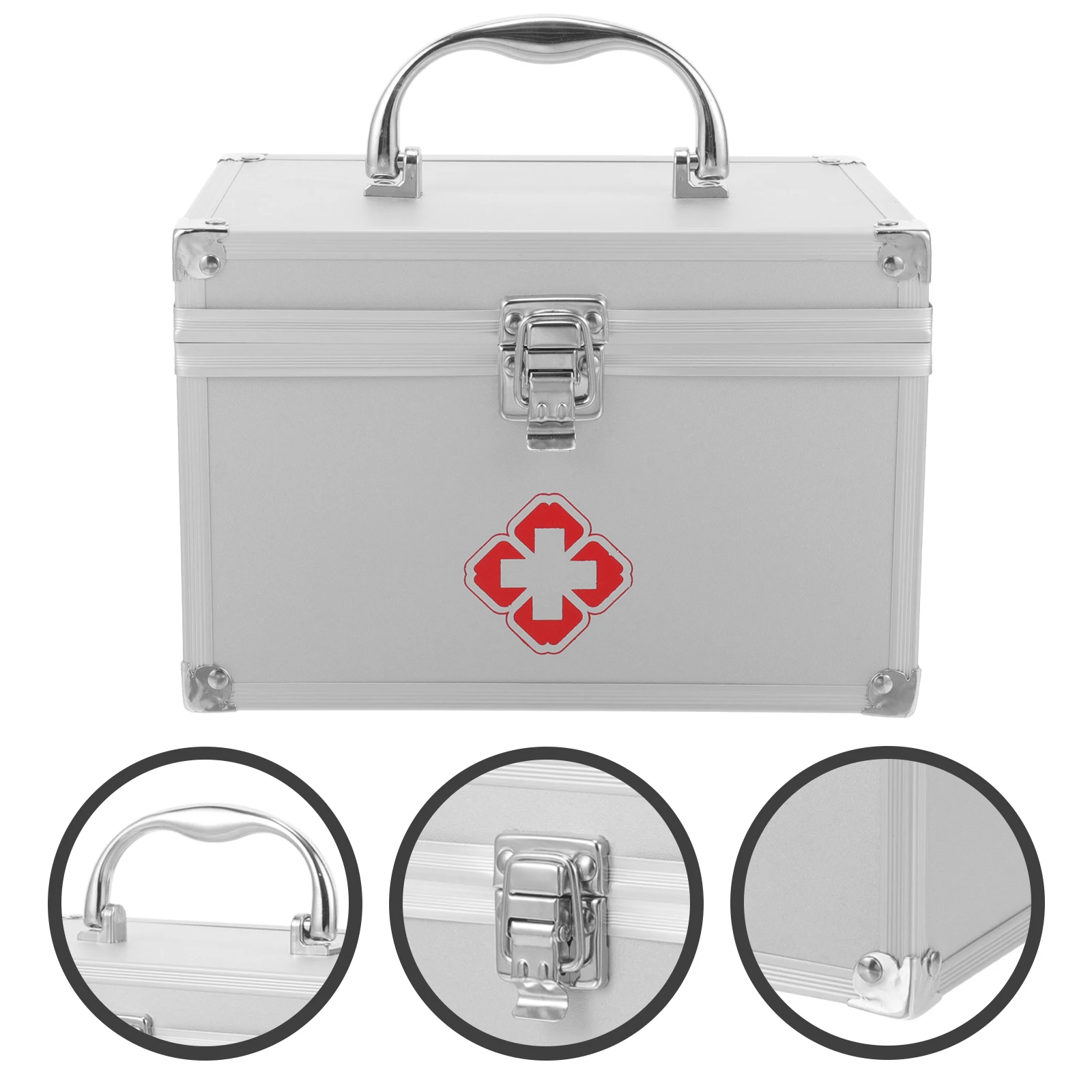 Large Capacity Medicine Box 9 Inch Durable Material Safety Clasp Portable H First Aid Emergency Storage Case