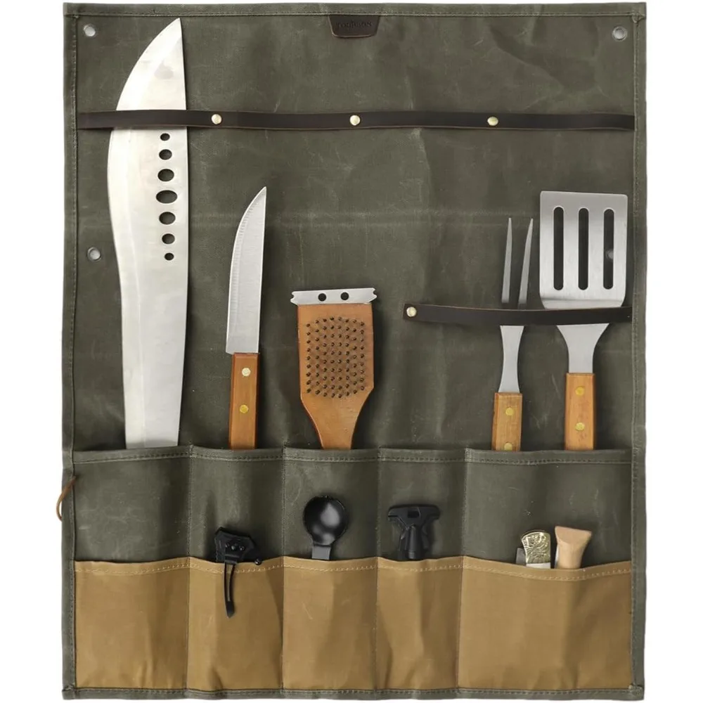 

Tourbon открытый кемпинг подвесной инструмент рулонная сумка холст сумка для столовых приборов съемная посуда многоцелевой органайзер для хранения для лагеря