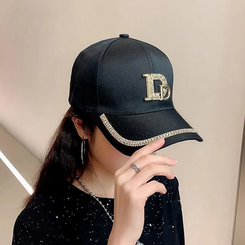 2026 Fashion Diamond D Letter Baseball Cap For Women Snapback Summer Outdoor Sun Protection Hat Autumn Casual Ladies Caps