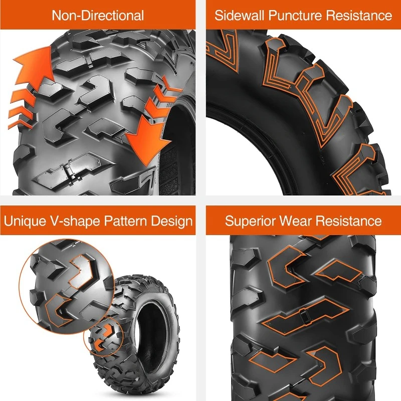 ATV Tires, 25x8-12 & 25x10-12 ATV Tires, 6PR 25x8x12 25x10x12 All Terrain ATV UTV Off-Road Tires(Set of 4, Tubeless)