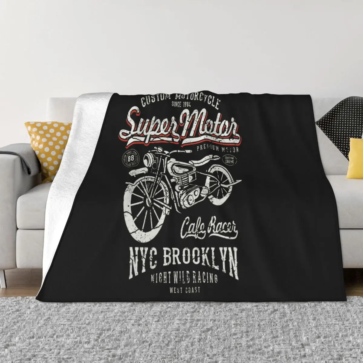 

Super Motor Herren Fun Swea Biker Motorrad Club Mc Oldschool Papayana Spring Throw Blanket