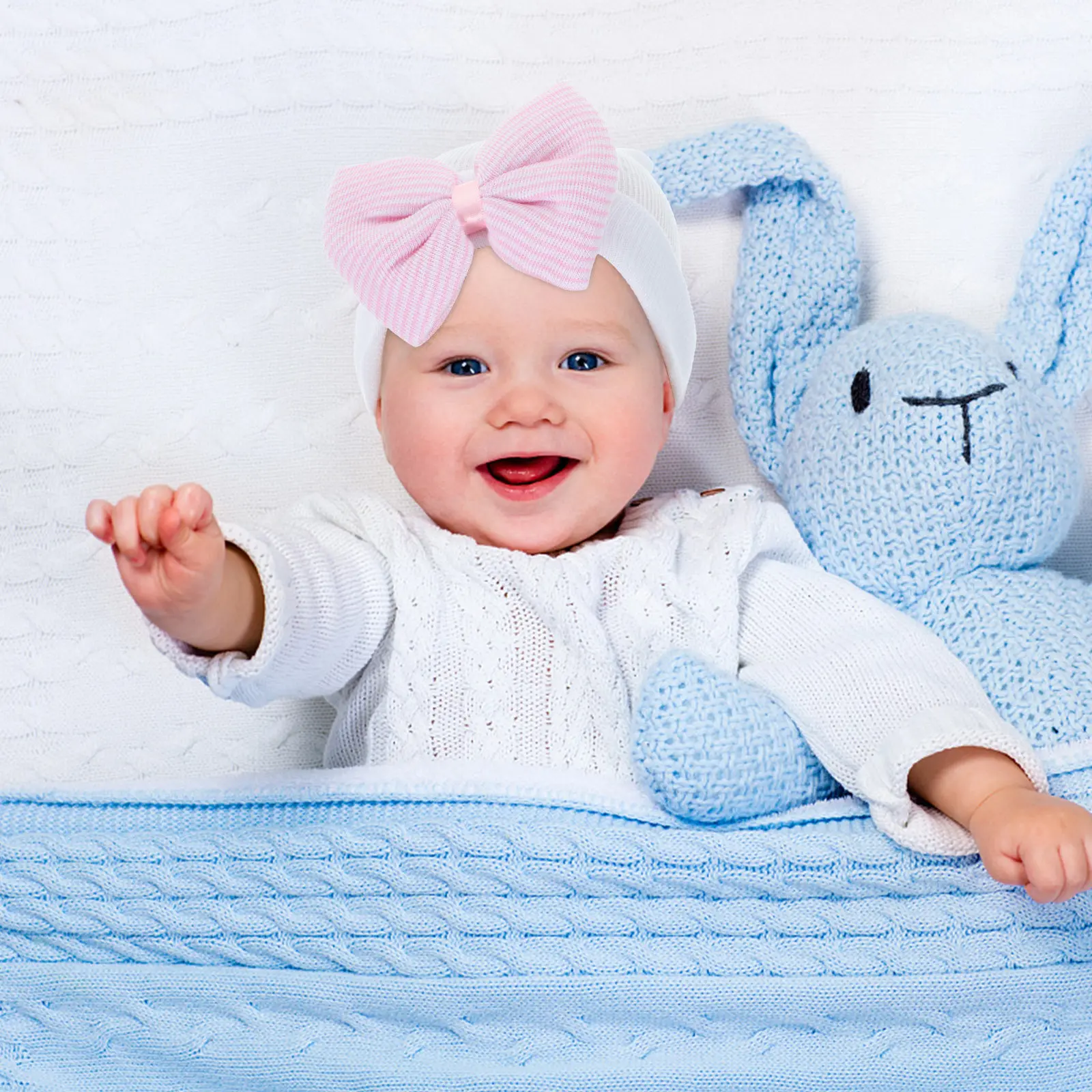 

3Pcs Infant Hats Bowknot Elastic Baby Caps Lightweight Newborn Beanie Headwear Newborn Hats Baby Cap Infant Cap