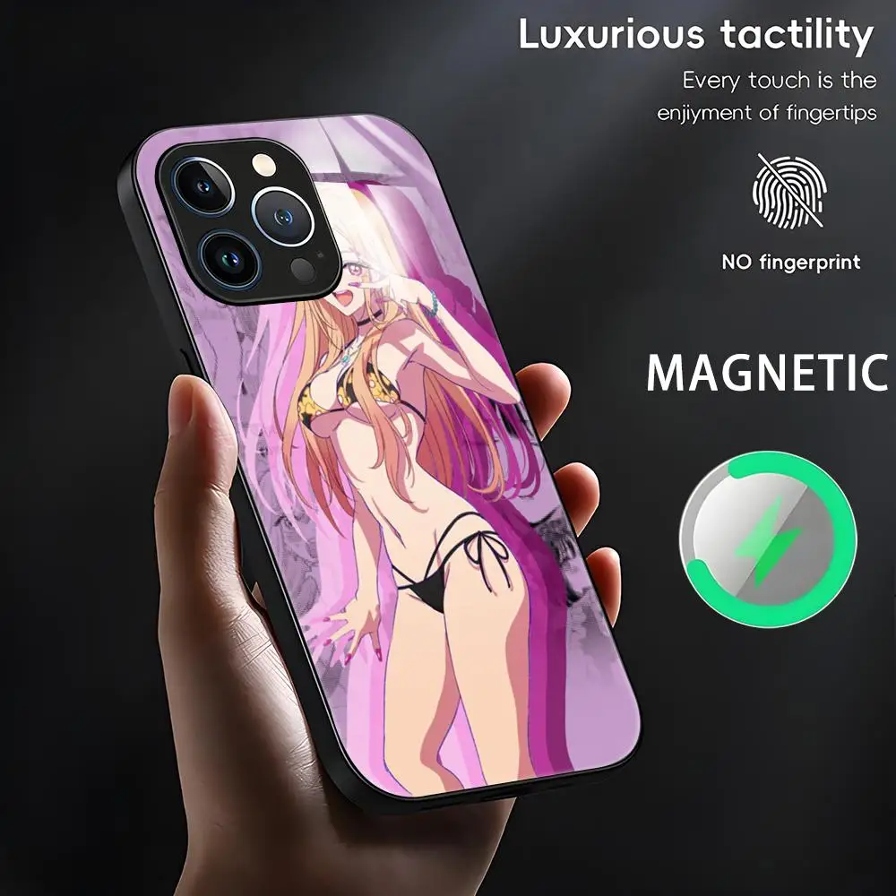 My Dress-Up Darling Phone Case For iPhone 15 14 13 12 11 X XR XS XSMAX 8 7 Plus Mini Pro Max Glass Magnetic Phone Case